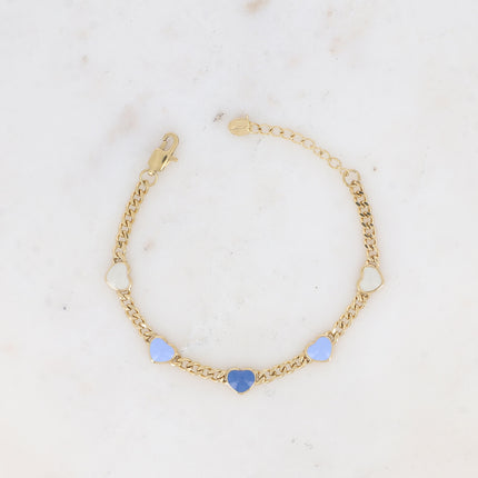 Elisca Bracelet - curb chain and enamel hearts