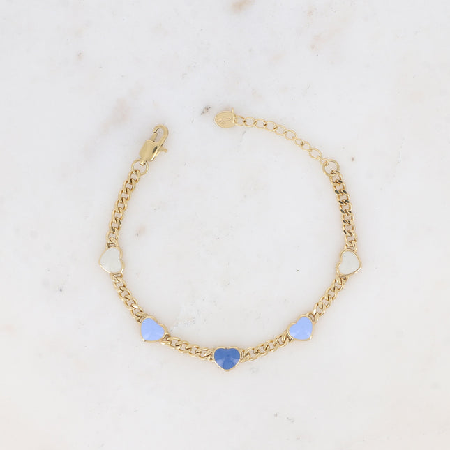 Elisca Bracelet - curb chain and enamel hearts