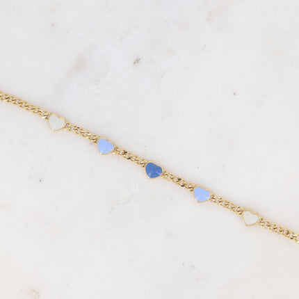 Elisca Bracelet - curb chain and enamel hearts