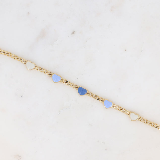 Elisca Bracelet - curb chain and enamel hearts
