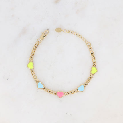 Elisca Bracelet - curb chain and enamel hearts