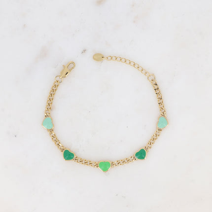 Elisca Bracelet - curb chain and enamel hearts