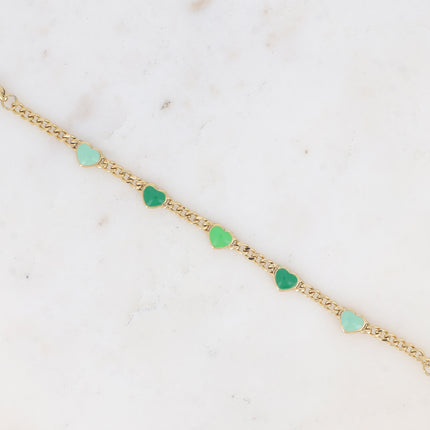 Elisca Bracelet - curb chain and enamel hearts