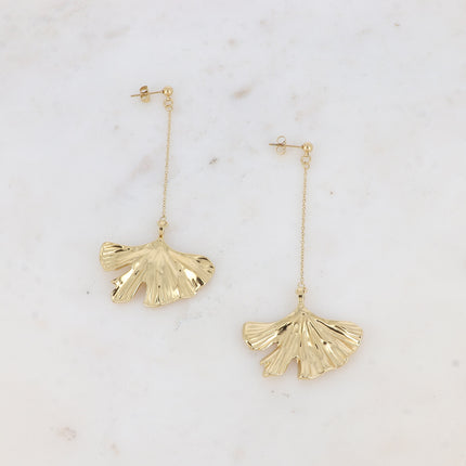 Boucles pendantes Grand Ginkgo - boule, chaîne et ginko