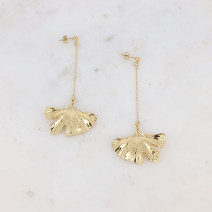 Boucles pendantes Grand Ginkgo - boule, chaîne et ginko