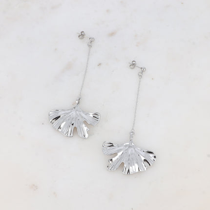 Boucles pendantes Grand Ginkgo - boule, chaîne et ginko
