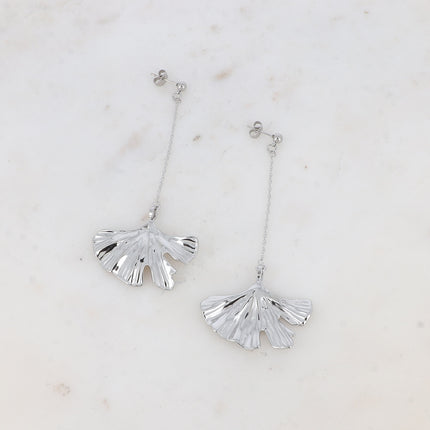 Boucles pendantes Grand Ginkgo - boule, chaîne et ginko