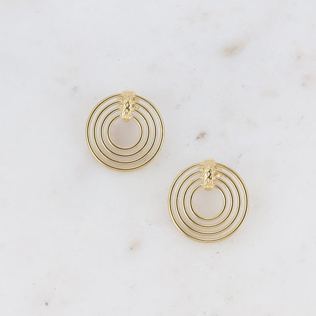 Stud earrings - 4 round openwork rings