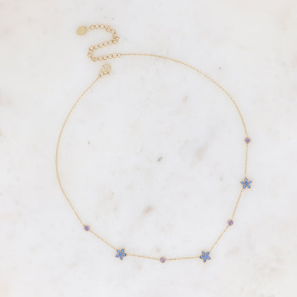 Collier - 4 fleurs et oxydes de zirconium