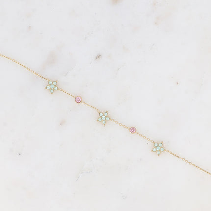 Bracelet - 3 fleurs et oxydes de zirconium