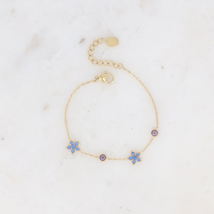 Bracelet - 3 fleurs et oxydes de zirconium