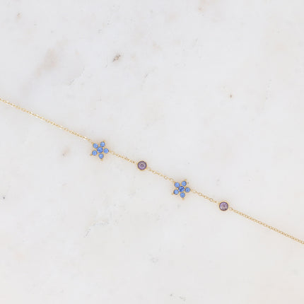 Bracelet - 3 fleurs et oxydes de zirconium