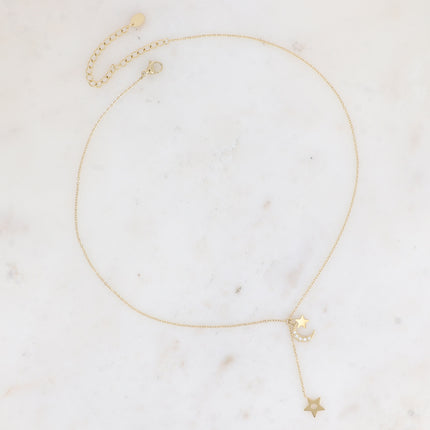 Collier Ondine Y - lune, étoiles et oxydes de zirconium
