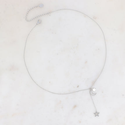 Collier Ondine Y - lune, étoiles et oxydes de zirconium