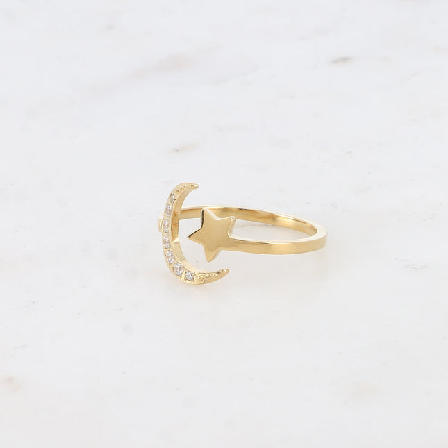 Bague Ondine - lune, étoiles et oxydes de zirconium