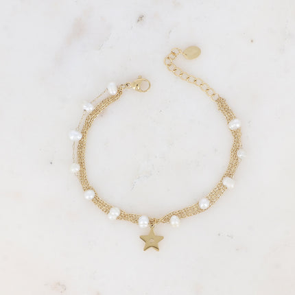 Bracelet 5 rangs Judith - étoile et perles d'eau douce