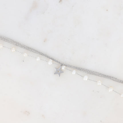 Bracelet 5 rangs Judith - étoile et perles d'eau douce