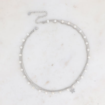 Collier 5 rangs Judith - étoile et perles d'eau douce
