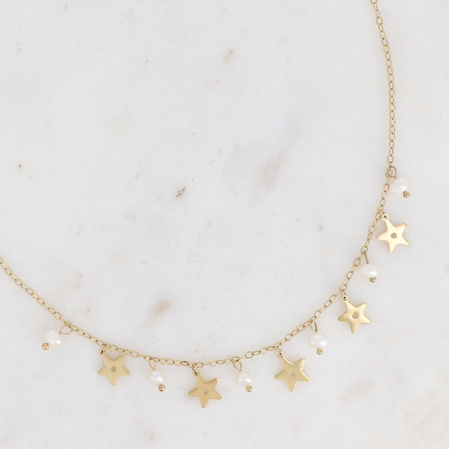 Collier - 5 étoiles et perles d'eau douce