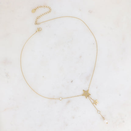 Collier Prisce Y - étoiles et perle d'eau douce