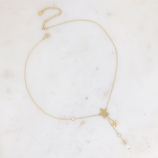 Prisce Y necklace - stars and freshwater pearl