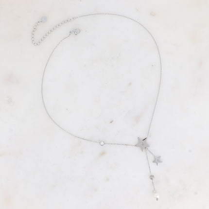 Collier Prisce Y - étoiles et perle d'eau douce