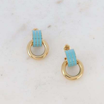 Boucles puces Enara - demi créole en émail et anneau rond