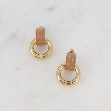 Boucles puces Enara - demi créole en émail et anneau rond