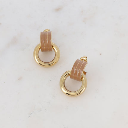 Boucles puces Enara - demi créole en émail et anneau rond