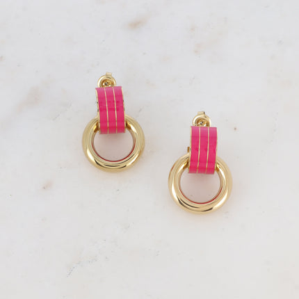 Boucles puces Enara - demi créole en émail et anneau rond