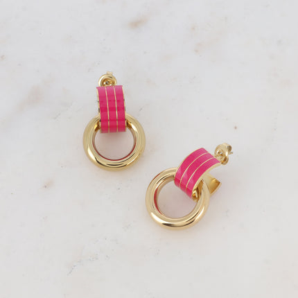 Boucles puces Enara - demi créole en émail et anneau rond