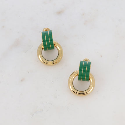 Boucles puces Enara - demi créole en émail et anneau rond