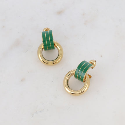 Boucles puces Enara - demi créole en émail et anneau rond