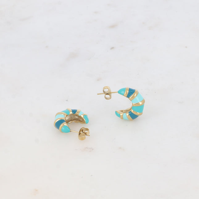 Creole earrings - twisted and enameled