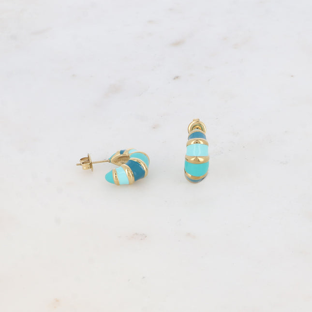 Creole earrings - twisted and enameled