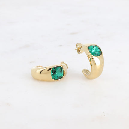 Hoop earrings - square crystal 8 x 8mm