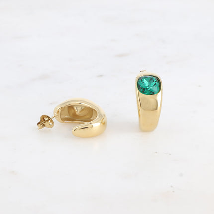 Hoop earrings - square crystal 8 x 8mm