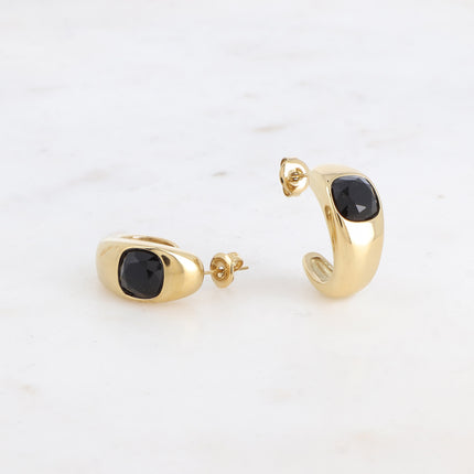 Hoop earrings - square crystal 8 x 8mm