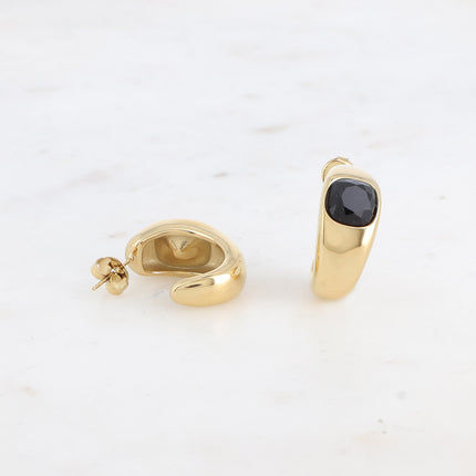Hoop earrings - square crystal 8 x 8mm