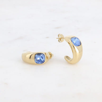 Hoop earrings - square crystal 8 x 8mm