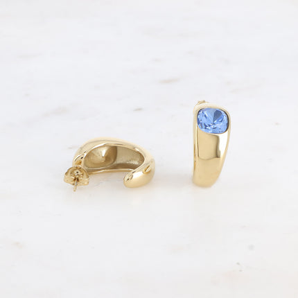 Hoop earrings - square crystal 8 x 8mm