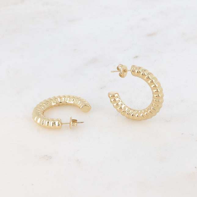 Yséane Hoop Earrings - 30mm striated effect
