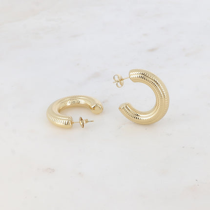 Clementina Creole Earrings - engraved features 30 mm