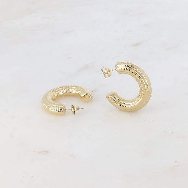 Clementina Creole Earrings - engraved features 30 mm
