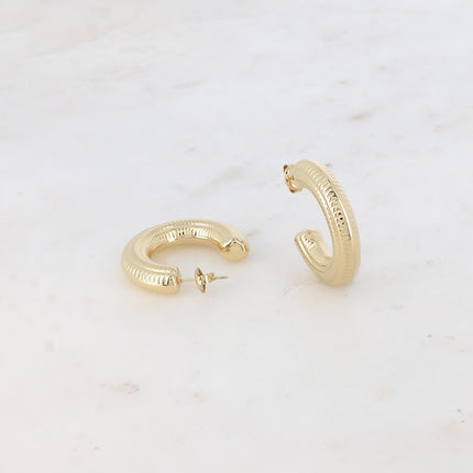 Clementina Creole Earrings - engraved features 30 mm