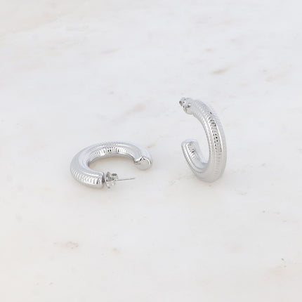 Clementina Creole Earrings - engraved features 30 mm