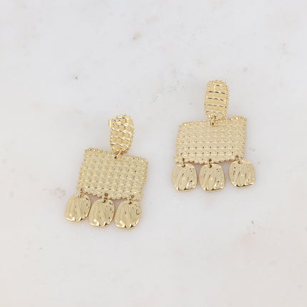 Apolline drop earrings - graphic, gridded and textured shapes