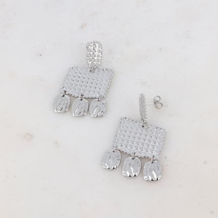Apolline drop earrings - graphic, gridded and textured shapes