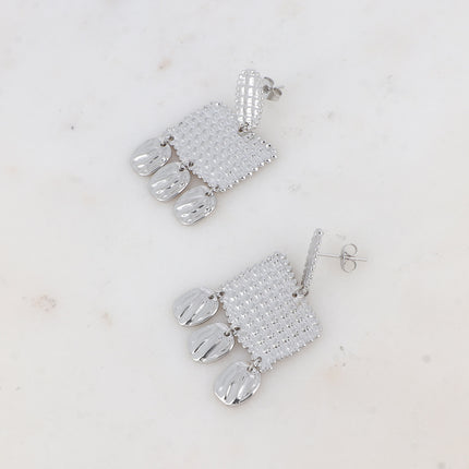 Apolline drop earrings - graphic, gridded and textured shapes