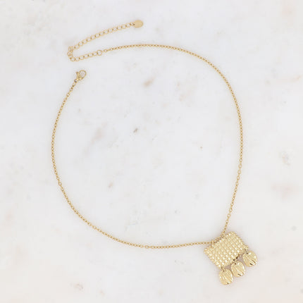 Collier Apolline - pendentif graphique quadrillé et texturé